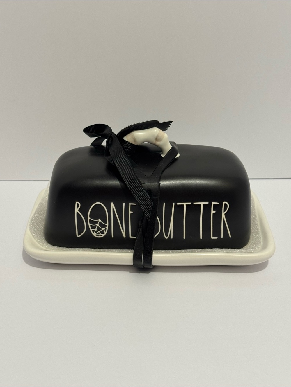Rae Dunn "Bone Butter" Halloween Covered Butter Dish Magenta Artesian Collection